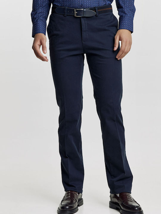 Pantaloni Chino Elastic Fit Regular Albastru Marin