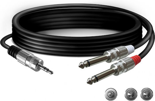 Tasker Cable 2 x 6.3mm male - 3.5mm male 1.5m (TK050)