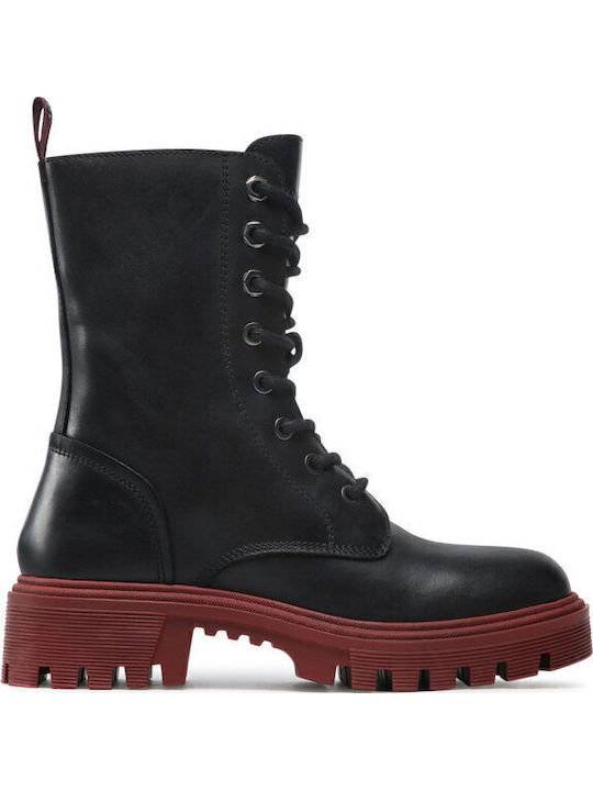 Seattle Leder Stiefeletten Damen Schwarz