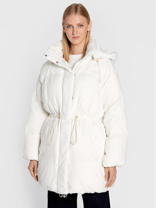 Bubble Lungă Jachetă de femei Puffer Alb