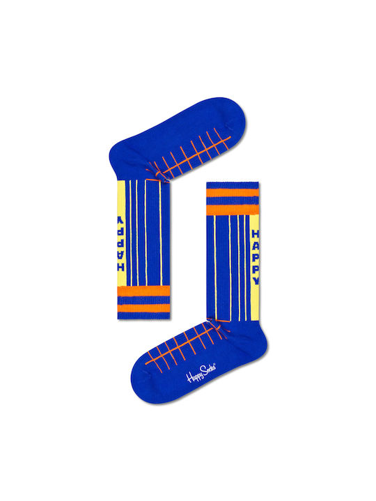 Happy Socks Grid Stripe Patterned Socks Blue