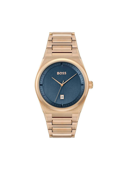 Hugo Boss Watch Battery with Pink Gold Metal Bracelet