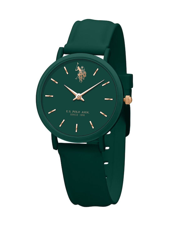 U.S. Polo Assn. Lucy Damen Uhr mit Grün Lederar...