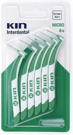 Kin Interdental Μεσοδόντια Βουρτσάκια με Λαβή 0.9mm Πράσινα 6τμχ