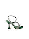 Sante Fabric Women's Sandals with Strass Green with Chunky High Heel