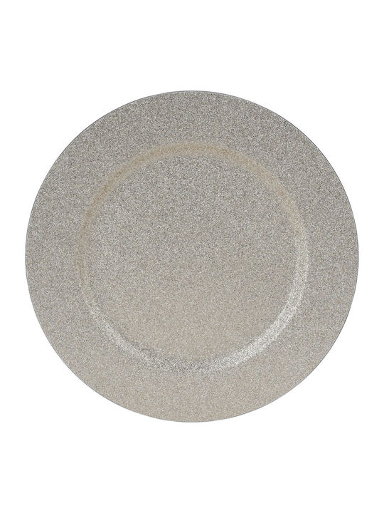 JK Home Decoration Christmas Platter Plastic Silver D33cm.