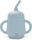 Interbaby Toddler Silicone Cup with Handles and Straw 175ml for 6m+ Light Blue