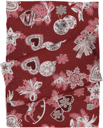 Das Home Christmas Christmas Tablecloth Fabric Red / Beige L220xW140cm. Christmas