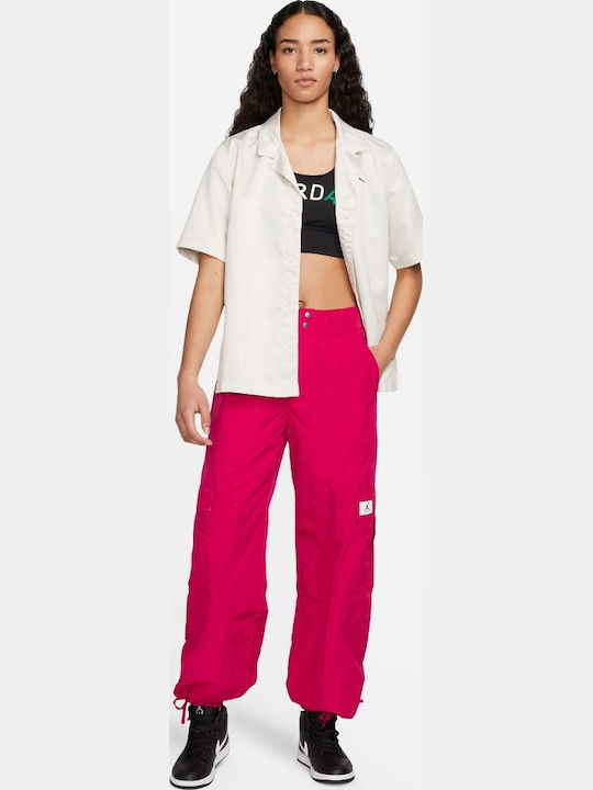 Women's Fabric Cargo Trousers Red