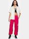 Women's Fabric Cargo Trousers Red
