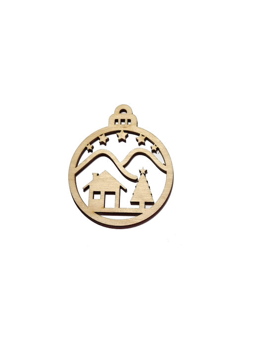Hängendes Ornament Etikett Hölzern Beige 7.3x9cm