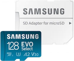 Samsung Evo Select microSDXC 128GB Clasa 10 U3 V30 A2 UHS-I cu adaptor