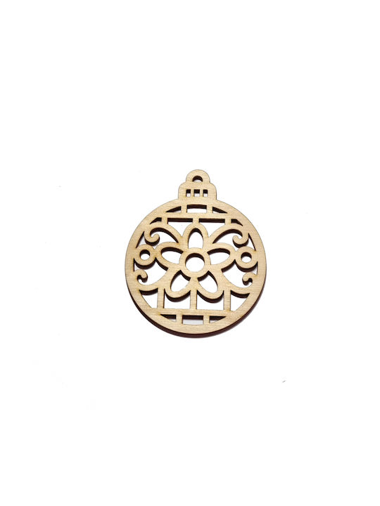 Hängendes Ornament Etikett Hölzern Beige 7.3x9cm
