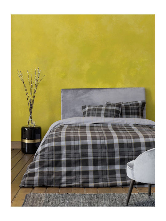 Nima Bettbezug-Set Flanell Einzelbett mit Kissenbezug 160x240 Noit Dark Gray