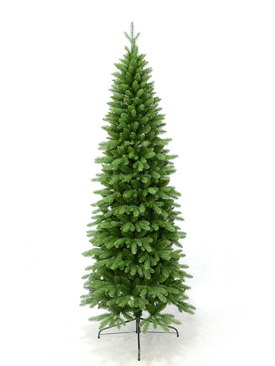 Pencil Christmas Slim Green Tree with Metallic Base H210cm