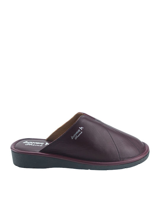 Boxer Din Piele Papuci de Damă de Iarnă Burgundy