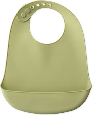 Interbaby Waterproof Bib Silicone with Button & Pocket Olive Green for 0 m+