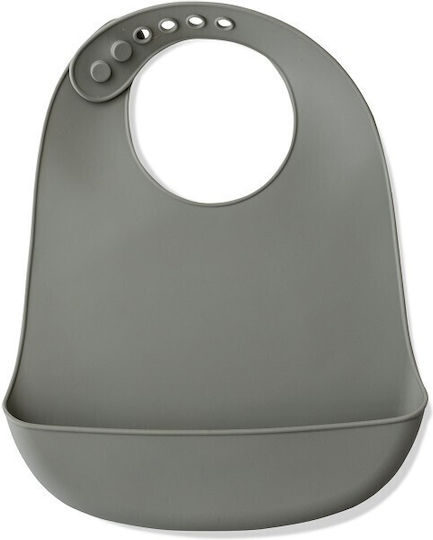 Interbaby Waterproof Bib Silicone with Button & Pocket Gray for 0 m+