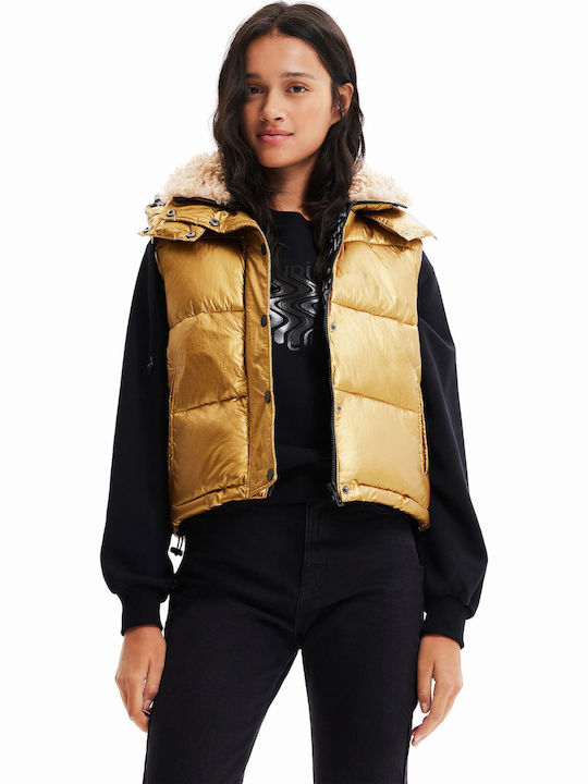 Gotemburgo Kurz Damen Ärmellos Puffer Jacke für Winter Gold