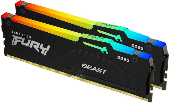 Kingston Fury Beast RGB DDR5 32GB RAM με 2x16GB Modules και Ταχύτητα 5600 για Desktop