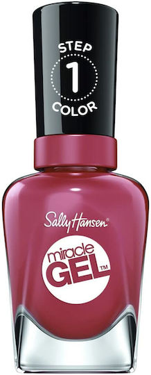 Sally Hansen Miracle Gel Step1 Polish Glossy Βερνίκι Νυχιών Μακράς Διαρκείας 256 Proper P-rose 14.7ml