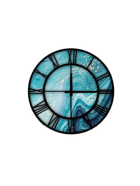 Homeplus Ρολόι Τοίχου Ξύλινο Μπλε 50cm