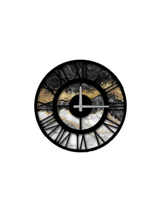 Homeplus Ρολόι Τοίχου Ξύλινο Μαύρο 50cm