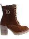 Suede Women's Ankle Boots Tabac Brown