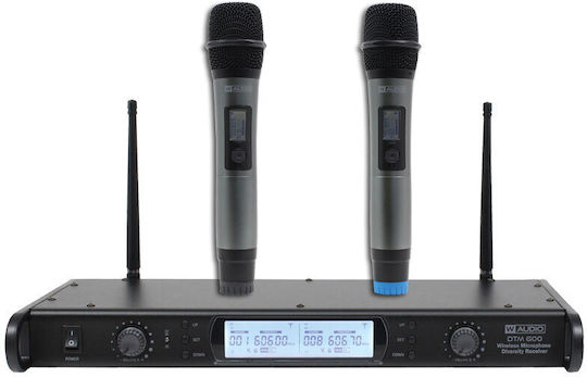 W-Audio DTM 600H Twin Handheld Diversity (606.0Mhz-614.0Mhz) Σετ Ασύρματο Μικρόφωνο Χειρός για Φωνητικά