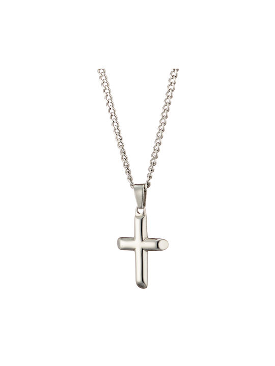 Ανδρικός σταυρός με αλυσίδα ατσάλι 316L ασημί Art 01093