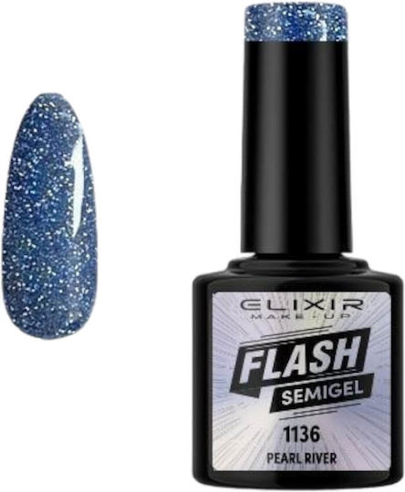 Elixir Flash Хибриден Лак за Нокти 1136 Pearl River с Glitter 8мл 1бр