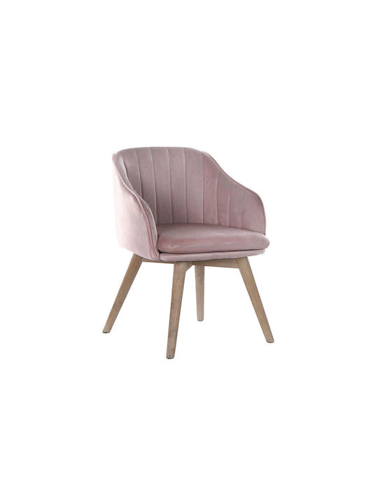 Dining Room Velvet Armchair Pink 56x55x74cm