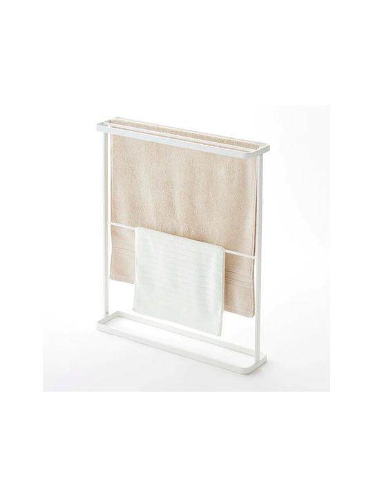 Yamazaki Triple Floor Standing Bathroom Freestanding Coat Rack ​65x75cm White
