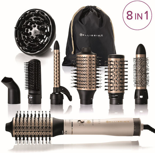 Bellissima Air Wonder 8in1 Ceramic Electric Brush with Air for Straightening and Curls 1000W White