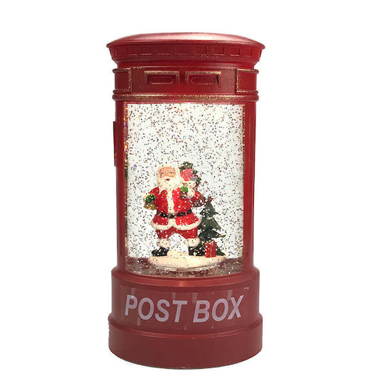 Christmas Decorative Mailbox Lighted with Santa Claus 11.6x11.6x23cm
