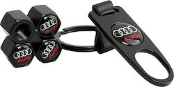 Auto Gs Capace de Valvă pentru Anvelope Auto cu Sigla Audi cu breloc Negru 4buc Auto Gs Capace de Valvă pentru Anvelope Auto cu Sigla Audi cu breloc Negru 4buc
