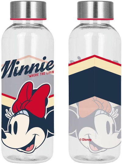 Minnie Mouse Детски Термос Minnie Пластмасов с Сламка Червен 850ml