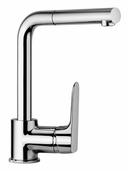 Paini Nove Kitchen Faucet Counter with Pull-Out Spray Silver