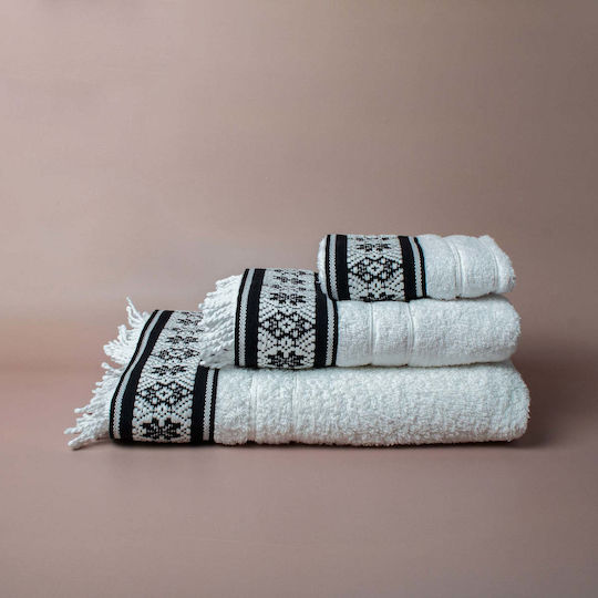White Fabric Σετ Πετσέτες Μπάνιου 3τμχ Jessie Λευκές Βάρους 600gr/m²
