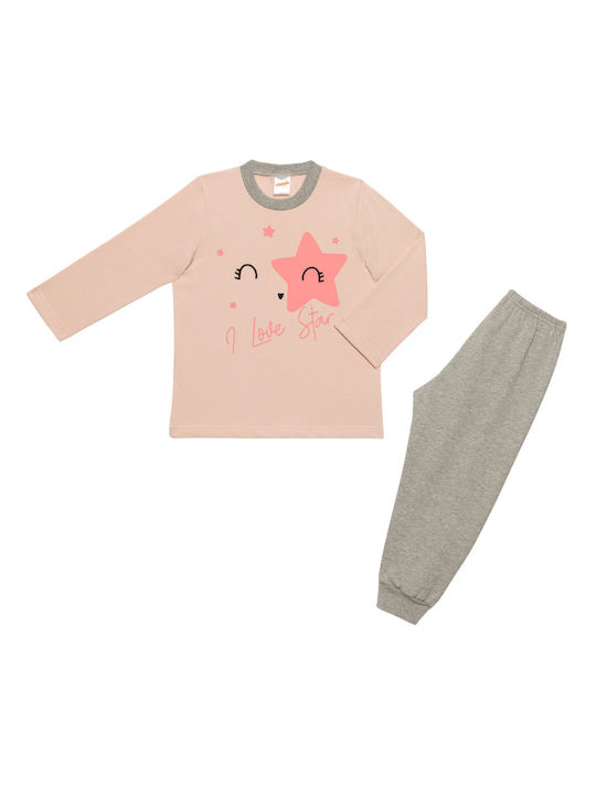 Minerva Set Top & Bottom Kids Winter Cotton Pyjamas Pink