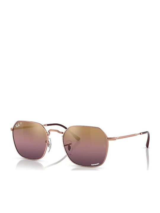 Ray Ban Jim Unisex Γυαλιά Ηλίου με Ροζ Χρυσό Μεταλλικό Σκελετό και Κόκκινο Polarized Καθρέφτη Φακό RB3694 9202/G9