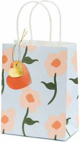PartyDeco Geschenktasche Papier Tasche für Geschenke Blau 14x8x18cm.
