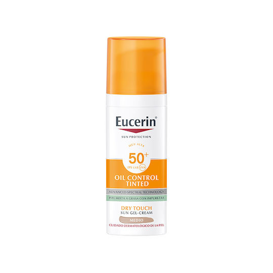 Eucerin Sun Protection Αντηλιακό Gel Προσώπου SPF50 με Χρώμα Medium 50ml