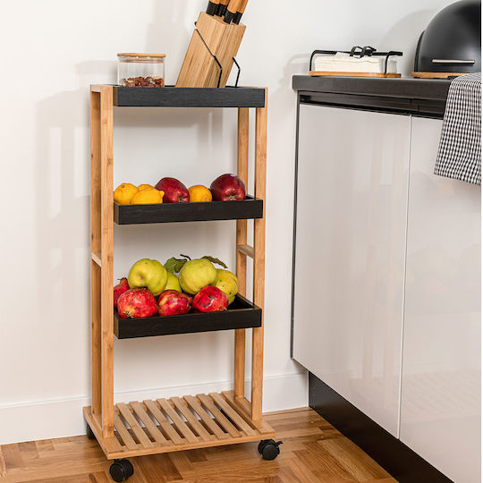 Estia Bamboo Essentials Wooden Trolley 3 Tiers Black Estia Bamboo Essentials Wooden Trolley 3 Tiers Black