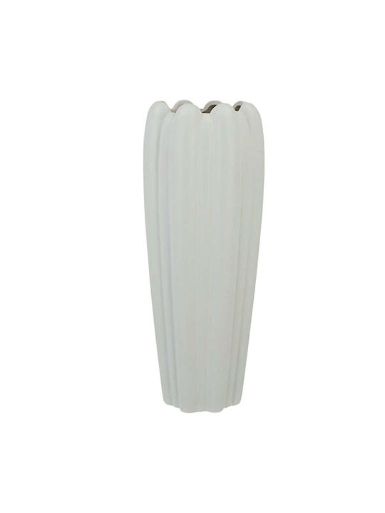 Marhome Διακοσμητικό Βάζο Κεραμικό Λευκό 14x14x40cm