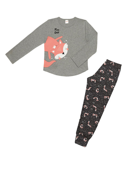 Minerva Set Top & Bottom Kids Winter Cotton Pyjamas Gray