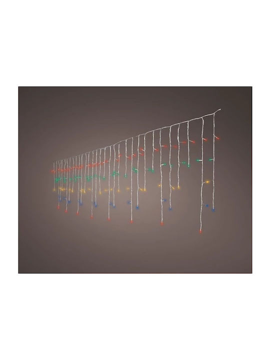 175 Λαμπάκια Led Κουρτίνα, Πολύχρωμα, Διάφανο Καλώδιο, Με 8 Λειτουργίες Εφέ 750cm Εξωτερικού Χώρου Kaemingk 494819