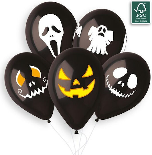 Μπαλόνι Halloween Latex Μαύρο Faces 33εκ. (Διάφορα Σχέδια)