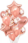 Set of 14 Balloons Foil Rose Gold