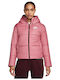 Therma Fit Repel Women's Short Puffer Jacket for Winter with Hood Pink